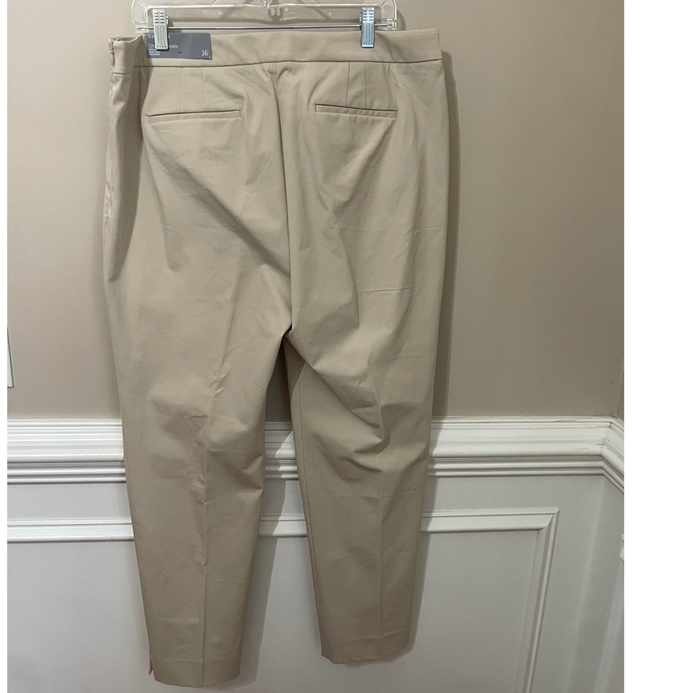 Talbots Chatham Ankle Pants Size 16 Beige Tan Slim Leg Trousers Office Casual - Picture 2 of 9